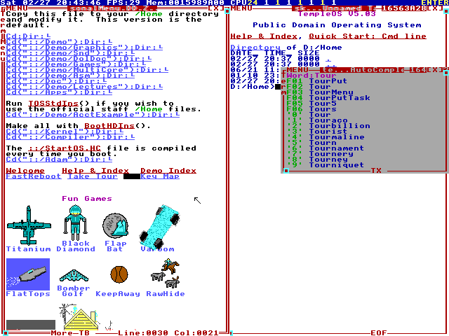 TempleOS screenshot TempleOS screenshot
